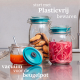 4x BEUGELPOT MET VACUÜMFUNCTIE COMBI-SET VIERKANT (0,5 + 1,0 + 1,5 + 2,0 Liter)